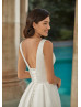 Ivory Satin Corset Back Simple Wedding Dress With Pockets